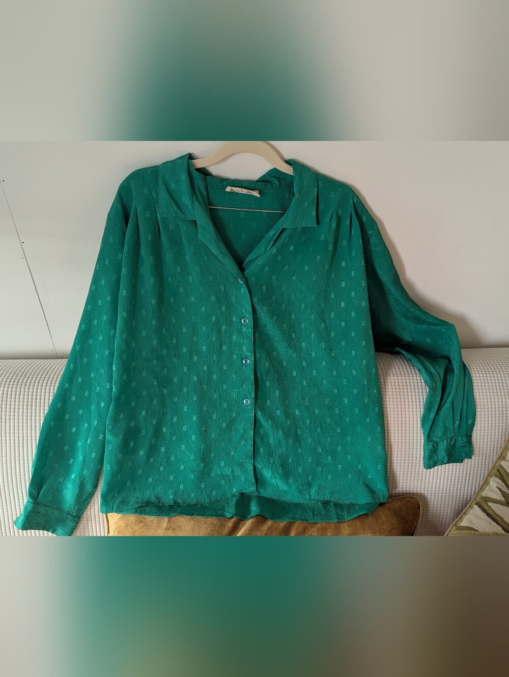 1970s Button-Front Textured Blouse